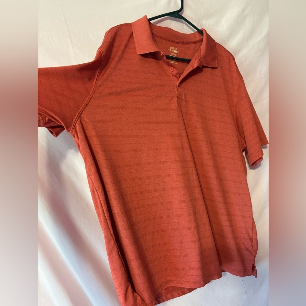 Haggar Orange Polo Shirt Classic Knit Short Sleeve - Picture 3 of 9